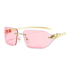 Load image into Gallery viewer, D&amp;T Rimless Small Square Leopard Leg Sunglasses For Women Men  Brand Designer Gradient Sun Glasses Men Alloy Uv400