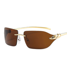 Load image into Gallery viewer, D&amp;T Rimless Small Square Leopard Leg Sunglasses For Women Men  Brand Designer Gradient Sun Glasses Men Alloy Uv400