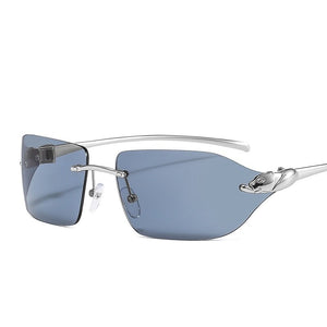 D&T Rimless Small Square Leopard Leg Sunglasses For Women Men  Brand Designer Gradient Sun Glasses Men Alloy Uv400