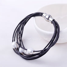 Carica l'immagine nel visualizzatore di Gallery, 2018 New Arrival Best Gift For women Bracelet 9-10 mm Baroque Pearl Bracelet 7 Layers Leather Bracelet femme