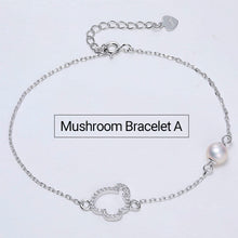 Carica l'immagine nel visualizzatore di Gallery, 5-6mm White Perfectly Round Pearl Bracelet 925 Silver Mushroom Bracelet Romantic Gift For Woman
