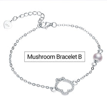 Carica l'immagine nel visualizzatore di Gallery, 5-6mm White Perfectly Round Pearl Bracelet 925 Silver Mushroom Bracelet Romantic Gift For Woman