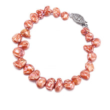 Carica l'immagine nel visualizzatore di Gallery, Bracciale con perle barocche da 7-8 mm. Bracciale con perle naturali. Bracciale con perle Keshi Biwa 