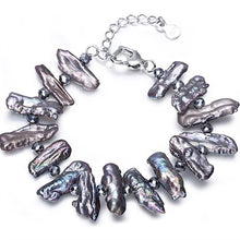 Carica l'immagine nel visualizzatore di Gallery, Bracciale con perle barocche da 7-8 mm. Bracciale con perle naturali. Bracciale con perle Keshi Biwa 
