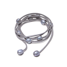 Carica l'immagine nel visualizzatore di Gallery, Bracciale in pelle di perle barocche da 9-10 mm, braccialetto di perle, gioielli da spiaggia estivi in ​​stile casual, il fai-da-te può essere lungo 