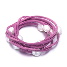 Carica l'immagine nel visualizzatore di Gallery, Bracciale in pelle di perle barocche da 9-10 mm, braccialetto di perle, gioielli da spiaggia estivi in ​​stile casual, il fai-da-te può essere lungo 