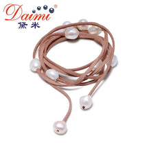 Carica l'immagine nel visualizzatore di Gallery, Bracciale in pelle di perle barocche da 9-10 mm, braccialetto di perle, gioielli da spiaggia estivi in ​​stile casual, il fai-da-te può essere lungo 