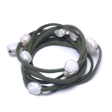 Carica l'immagine nel visualizzatore di Gallery, Bracciale in pelle di perle barocche da 9-10 mm, braccialetto di perle, gioielli da spiaggia estivi in ​​stile casual, il fai-da-te può essere lungo 