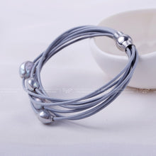 Load image into Gallery viewer, 9-10mm White Natural Baroque Pearl Bracelet 7 Layers Leather Bracelet Wholesale Price Magnet Clasp