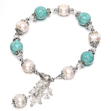 Carica l'immagine nel visualizzatore di Gallery, Bracciale in agata blu/azzurro regolabile per braccialetti di perle naturali stile estivo da donna, gioielli alla moda, regalo di Natale 