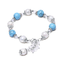 Carica l'immagine nel visualizzatore di Gallery, Bracciale in agata blu/azzurro regolabile per braccialetti di perle naturali stile estivo da donna, gioielli alla moda, regalo di Natale 