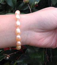 Carica l'immagine nel visualizzatore di Gallery, Bracciale di perle di marca Bracciale casual con perle di fiume bianche naturali di forma ovale da 7-8 mm 