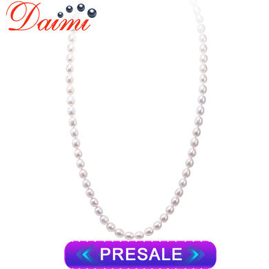 Long Necklace Cultured Pearl Necklace 6-7mm Rice Pearl Necklaces for Big Neck Anniversary Gift White Black Color