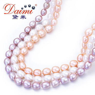 Collana di perle naturali Collane girocollo di perle di riso casual da 7-8 mm Girocollo di perle bianche da 18 pollici MOLLY 