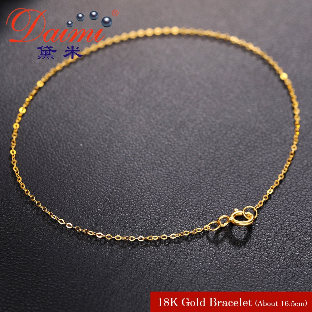 Pure Gold Bracelet Chain 18K Yellow Gold Chain Light Chain Gold Bracelet