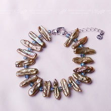 Carica l'immagine nel visualizzatore di Gallery, Bracciale con perle per denti Bracciale in cristallo lucido Bracciale con perle grigio/verde/marrone Regola la chiusura 17-20 cm Prezzo all'ingrosso 