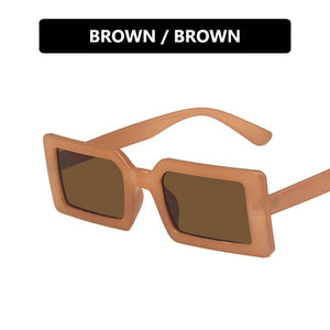Trendy Rectangle Sunglasses Women Green Fluorescent Street Shot Eyewear Black Thick Frame Fashion Female Cool Sun Glasses