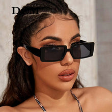 Carica l&#39;immagine nel visualizzatore di Gallery, Trendy Rectangle Sunglasses Women Green Fluorescent Street Shot Eyewear Black Thick Frame Fashion Female Cool Sun Glasses