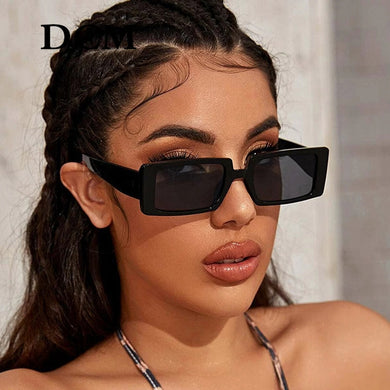 Trendy Rectangle Sunglasses Women Green Fluorescent Street Shot Eyewear Black Thick Frame Fashion Female Cool Sun Glasses