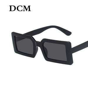 Trendy Rectangle Sunglasses Women Green Fluorescent Street Shot Eyewear Black Thick Frame Fashion Female Cool Sun Glasses