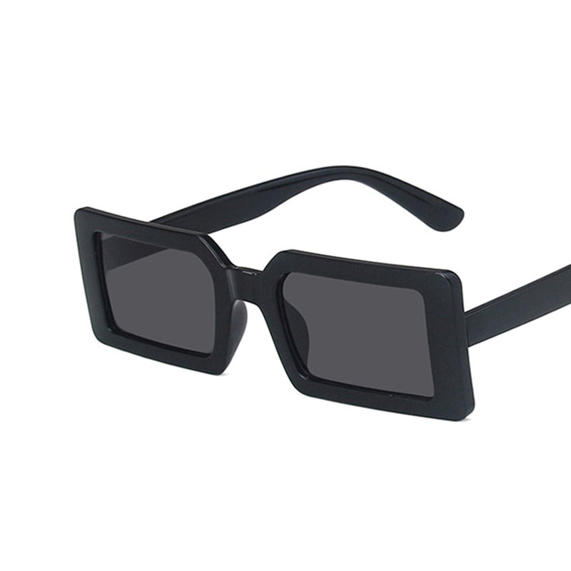 Trendy Rectangle Sunglasses Women Green Fluorescent Street Shot Eyewear Black Thick Frame Fashion Female Cool Sun Glasses