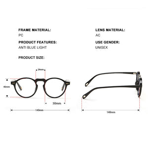DDDLONG Round Anti Blue Light Glasses Prescription Eyeglasses Frame For Men Women Optical Eyewear D36