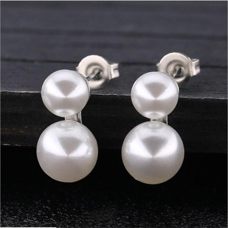 DE45 Titanium With Pearls Earrings For Girls Women 316l Stainless Steel Earring IP Plating No Fade Allergy Free