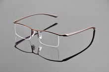 Carica l&#39;immagine nel visualizzatore di Gallery, DEDING Super Slim temple eyeglasse Mens half-rim Eye glasses Metal Optical Frame For Myopia lens Mens Prescription Frame DD1459