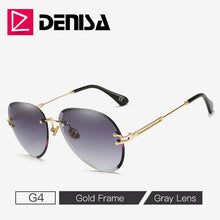 Carica l'immagine nel visualizzatore di Gallery, Moda blu occhiali da sole senza montatura donne 2022 UV400 lusso aviazione signore occhiali da sole occhiali tonalità zonnebril dames
