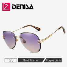 Carica l'immagine nel visualizzatore di Gallery, Moda blu occhiali da sole senza montatura donne 2022 UV400 lusso aviazione signore occhiali da sole occhiali tonalità zonnebril dames