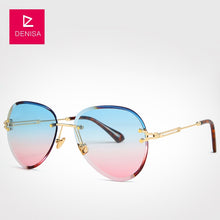 Carica l'immagine nel visualizzatore di Gallery, Moda blu occhiali da sole senza montatura donne 2022 UV400 lusso aviazione signore occhiali da sole occhiali tonalità zonnebril dames