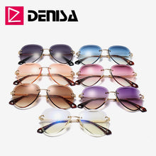 Carica l'immagine nel visualizzatore di Gallery, Moda blu occhiali da sole senza montatura donne 2022 UV400 lusso aviazione signore occhiali da sole occhiali tonalità zonnebril dames