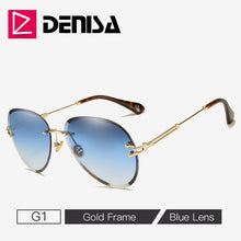 Carica l'immagine nel visualizzatore di Gallery, Moda blu occhiali da sole senza montatura donne 2022 UV400 lusso aviazione signore occhiali da sole occhiali tonalità zonnebril dames