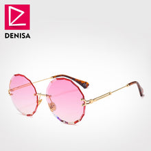 Load image into Gallery viewer, DENISA Vintage Round Sunglasses Women Men 2023 Rimless Glasses Retro Pink Sun Glasses Women UV400 zonnebril dames G18604