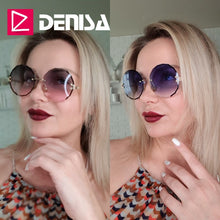 Load image into Gallery viewer, DENISA Vintage Round Sunglasses Women Men 2023 Rimless Glasses Retro Pink Sun Glasses Women UV400 zonnebril dames G18604