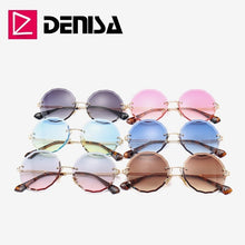 Load image into Gallery viewer, DENISA Vintage Round Sunglasses Women Men 2023 Rimless Glasses Retro Pink Sun Glasses Women UV400 zonnebril dames G18604