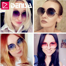 Load image into Gallery viewer, DENISA Vintage Round Sunglasses Women Men 2023 Rimless Glasses Retro Pink Sun Glasses Women UV400 zonnebril dames G18604