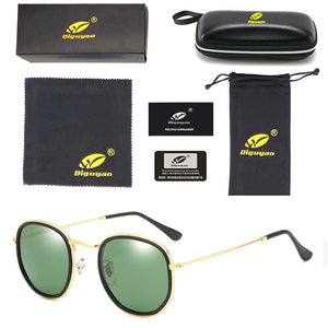 DIGUYAO Hexagon retro Reflective polarized Sunglasses Men Sun glasses Stainless Steel Women Shades lunette de soleil homme