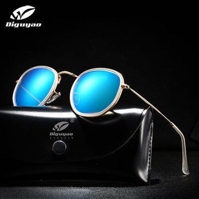 DIGUYAO Hexagon retro Reflective polarized Sunglasses Men Sun glasses Stainless Steel Women Shades lunette de soleil homme