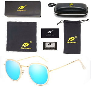 DIGUYAO Hexagon retro Reflective polarized Sunglasses Men Sun glasses Stainless Steel Women Shades lunette de soleil homme