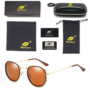 DIGUYAO Hexagon retro Reflective polarized Sunglasses Men Sun glasses Stainless Steel Women Shades lunette de soleil homme