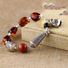 Carica l'immagine nel visualizzatore di Gallery, DIY Big Natural Amber Beads 925 Sterling Silver Bracelet Fine Foot Buddhism Lotus Carving Plant Hollow Flower Luxury Gem Jewelry