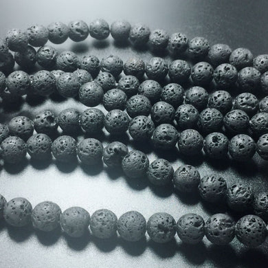 Perle di lava vulcanica nera fai-da-te Lava pietra vulcanica rotonda all'ingrosso Perline di pietra naturale all'ingrosso Creazione di gioielli Bracciale collana 8-10mm 