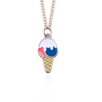 DIY Cute Food Choker Necklace For Women Colorful Ice Cream Pendant Gold Chain Necklaces&Pendants Christmas Gift Drop Shipping