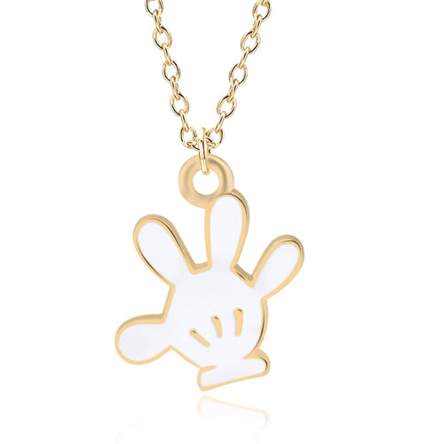 DIY Trendy Hand Pendant Cartoon Mickey Glove Necklace Gold Chain Necklaces&Pendants For Women New Year Unisex Gift DropShipping