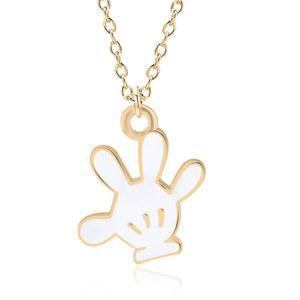 DIY Trendy Hand Pendant Cartoon Mickey Glove Necklace Gold Chain Necklaces&Pendants For Women New Year Unisex Gift DropShipping