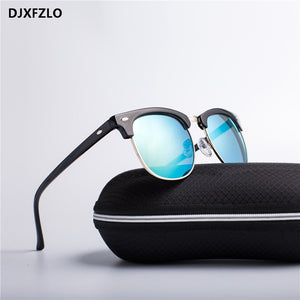 DJXFZLO 2023 Half Metal Sunglasses Men/Women Brand Designer Retro Rivet  Lens Sun Glasses Female Oculos