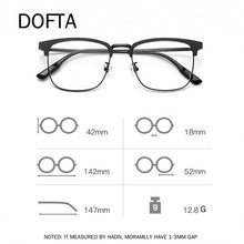Load image into Gallery viewer, DOFTA Titanium Glasses Frames Men Vintage Retro Eyebrow Line Myopia Optical Prescription Eyeglass Women Korean Eyewear 6752