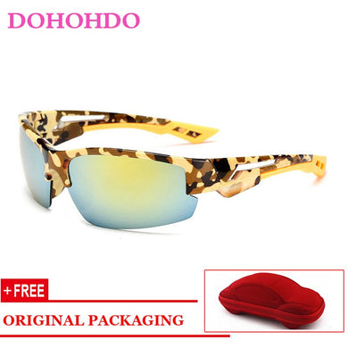 DOHOHDO Camouflage Sunglasses Men And Women  Sports Fishing Driving Sunglasses Brand Designer Camouflage Frame With Box