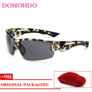 DOHOHDO Camouflage Sunglasses Men And Women  Sports Fishing Driving Sunglasses Brand Designer Camouflage Frame With Box